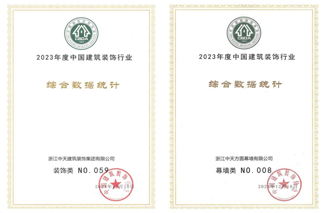 AG贵宾会装饰集团位列2023年度中国建筑装饰企业百强59位、幕墙百强第8位